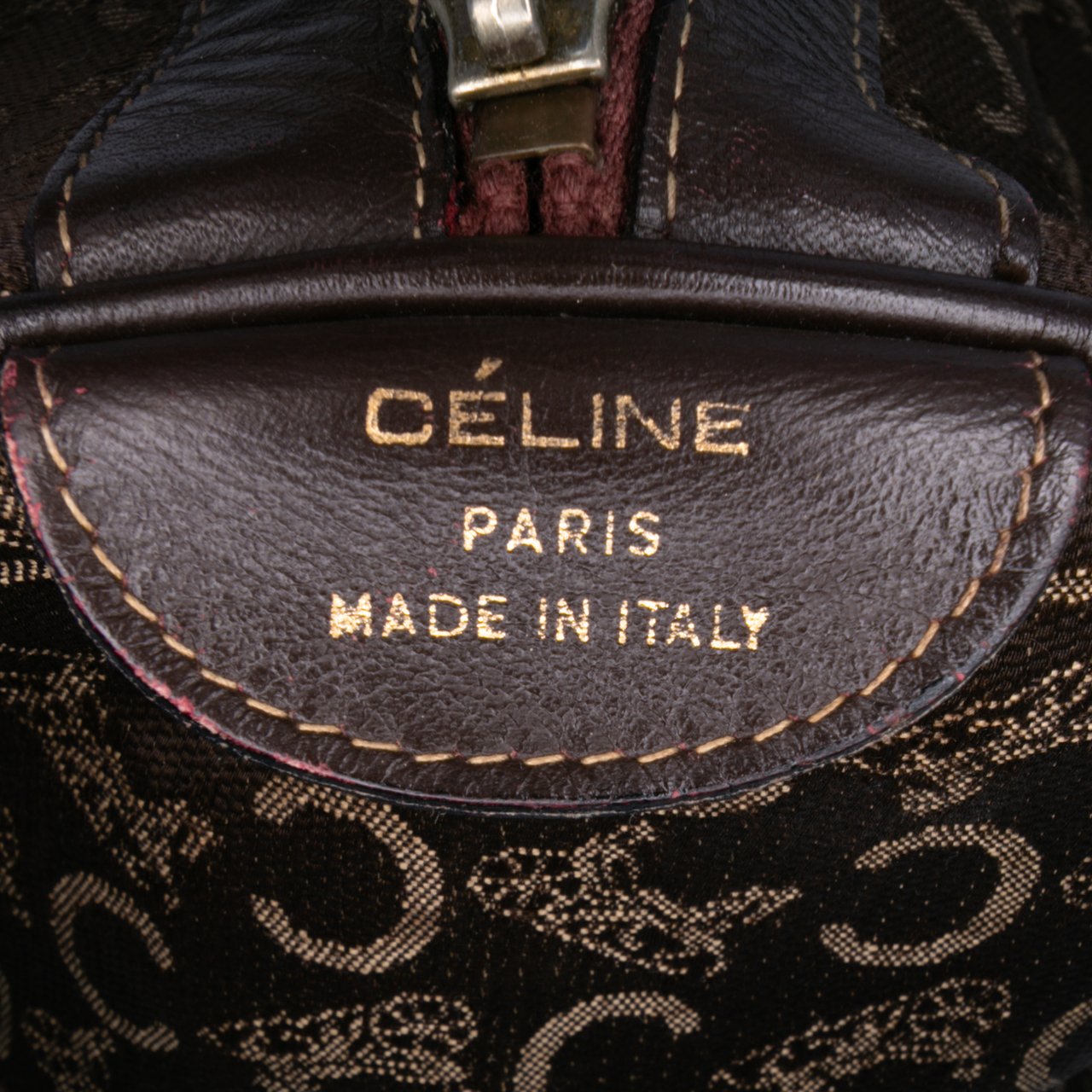 Celine C Carriage Canvas Boston Bag Bruin