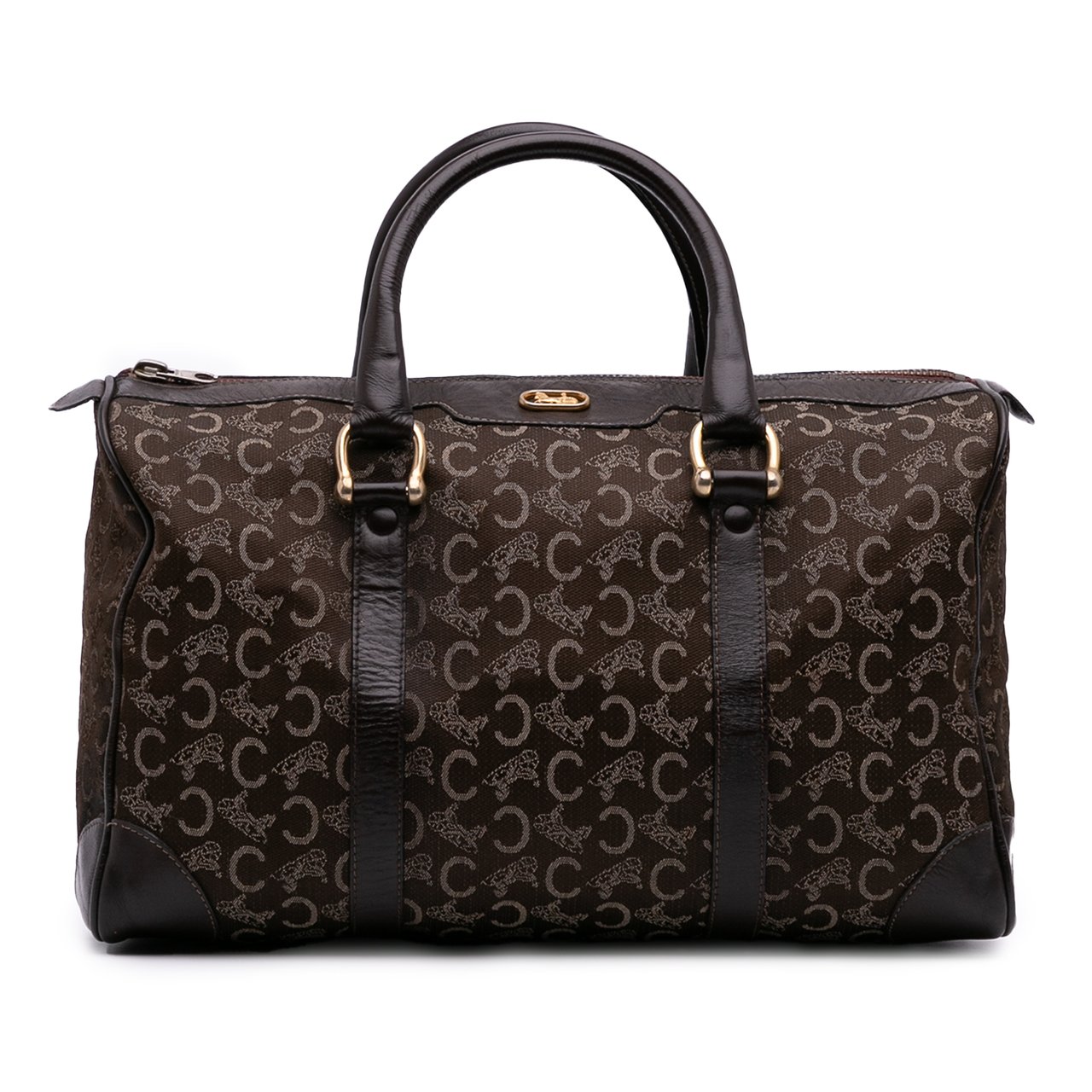 Celine C Carriage Canvas Boston Bag Bruin