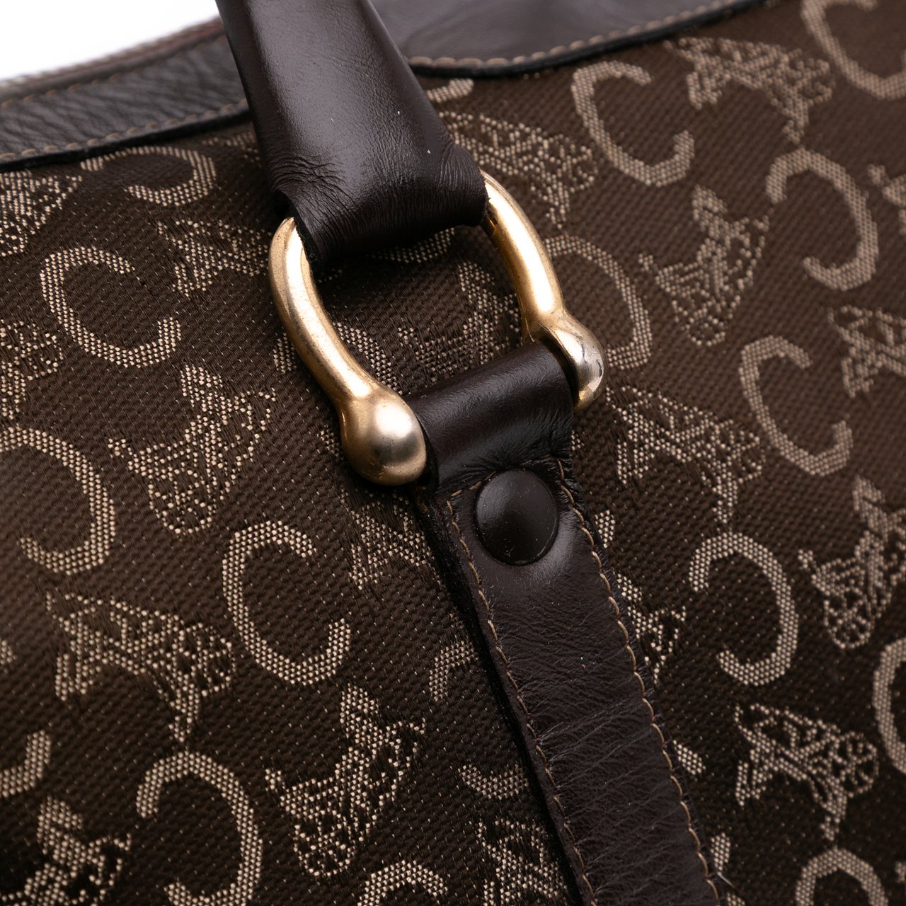 Celine C Carriage Canvas Boston Bag Bruin