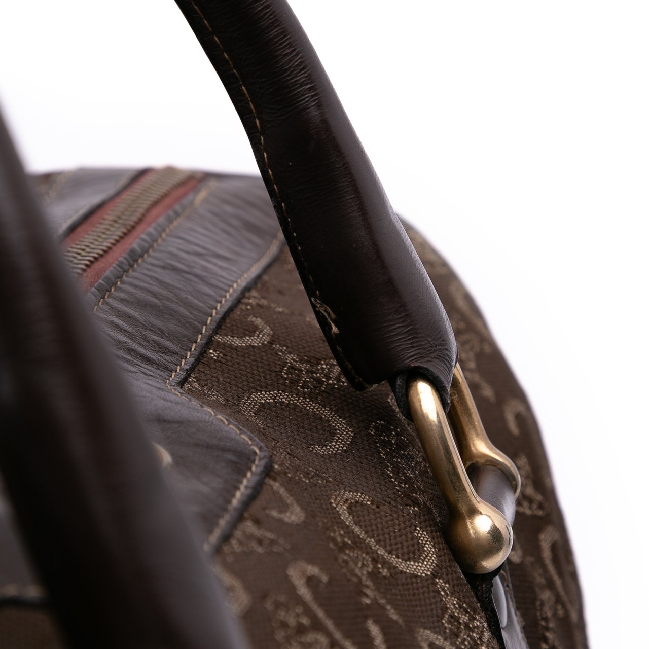 Celine C Carriage Canvas Boston Bag Bruin
