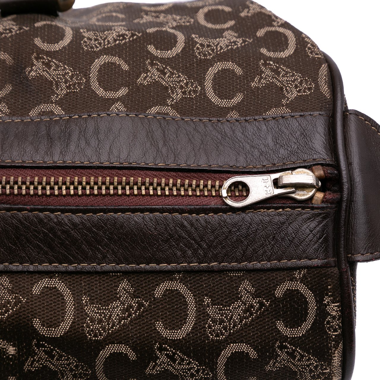 Celine C Carriage Canvas Boston Bag Bruin