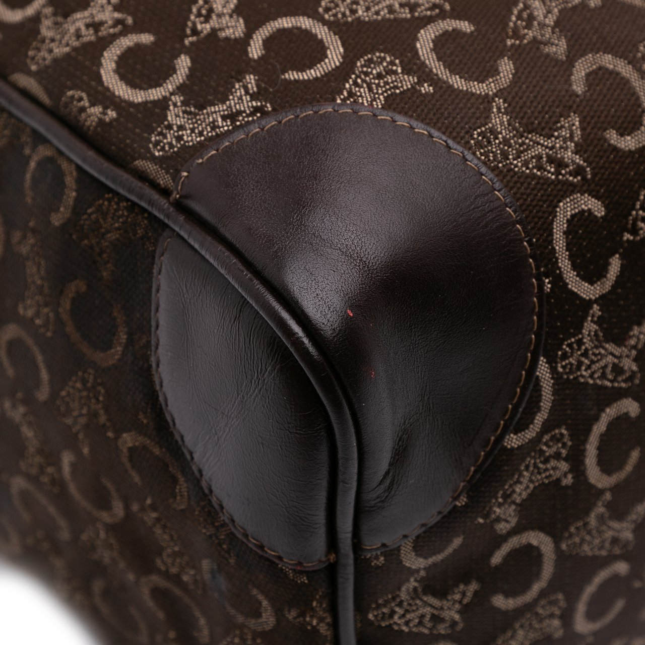 Celine C Carriage Canvas Boston Bag Bruin