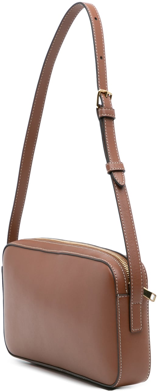 Celine Mini Calfskin Cuir Triomphe Camera Shoulder Bag Bruin