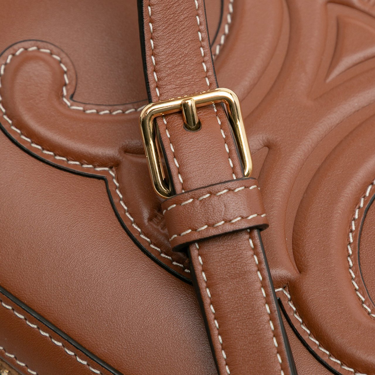 Celine Mini Calfskin Cuir Triomphe Camera Shoulder Bag Bruin