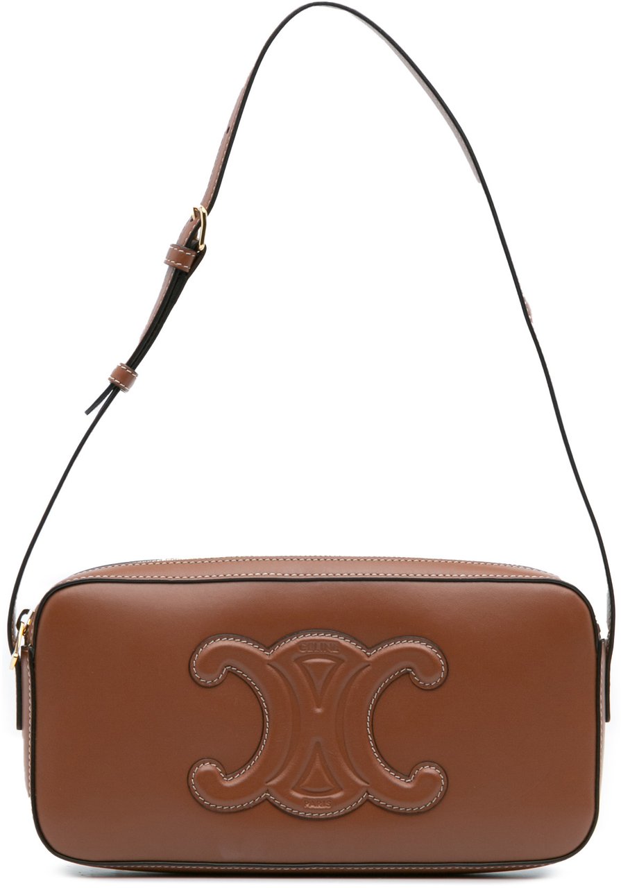 Celine Mini Calfskin Cuir Triomphe Camera Shoulder Bag Bruin