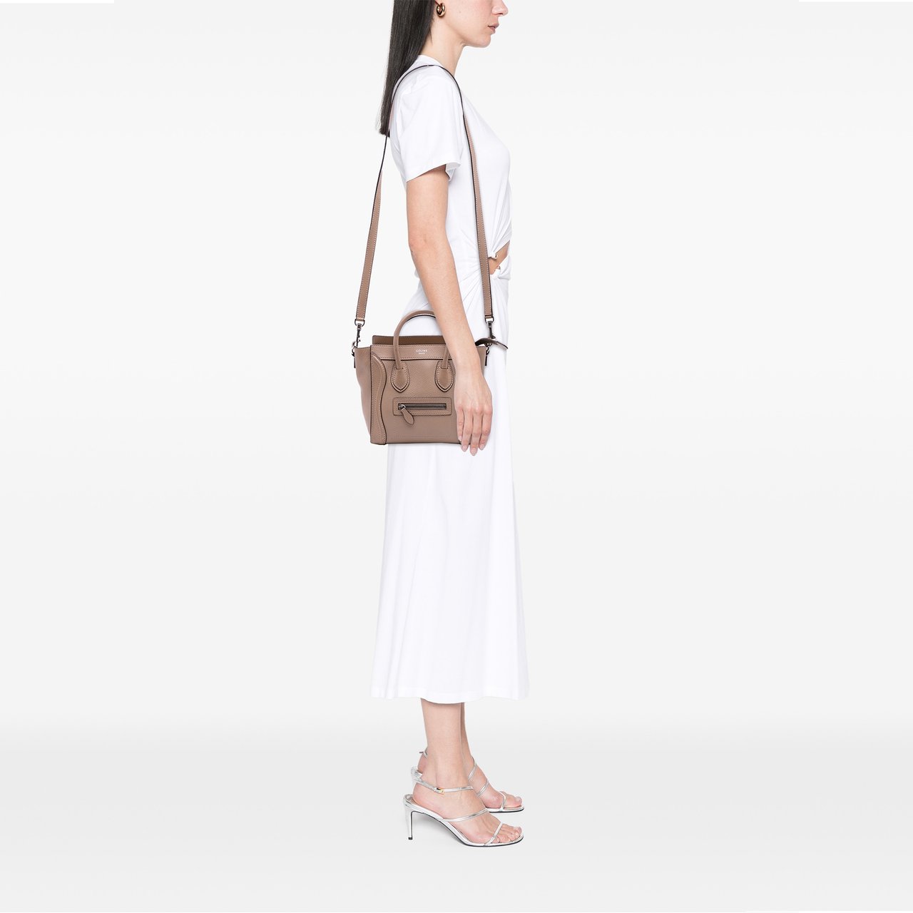 Celine Nano Leather Luggage Tote Bruin