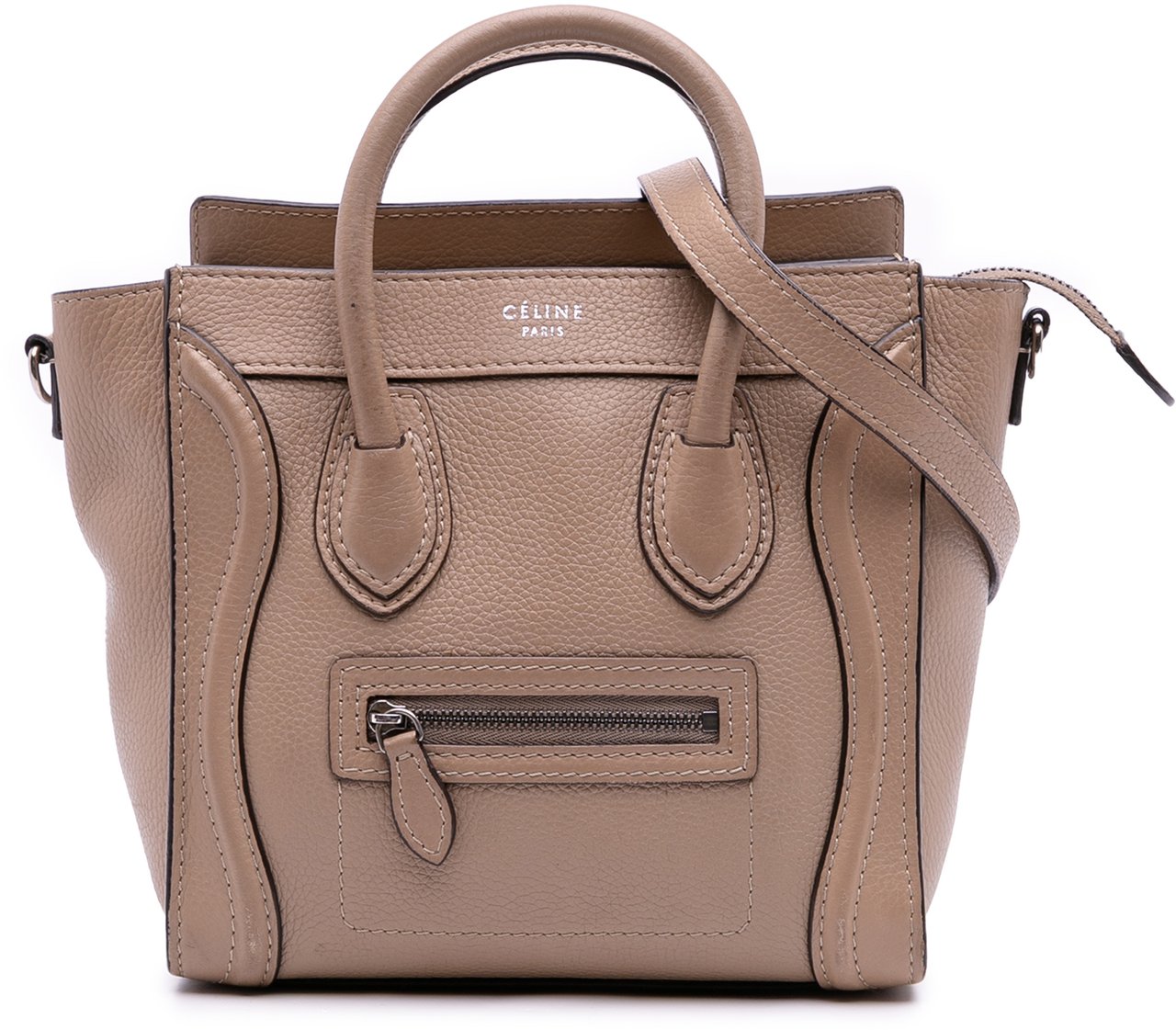 Celine Nano Leather Luggage Tote Bruin