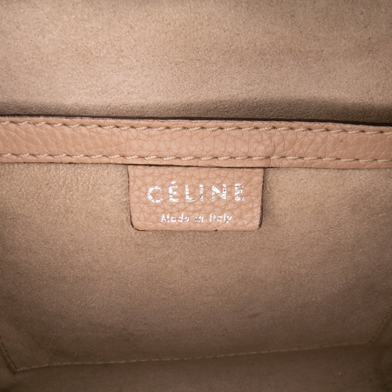 Celine Nano Leather Luggage Tote Bruin