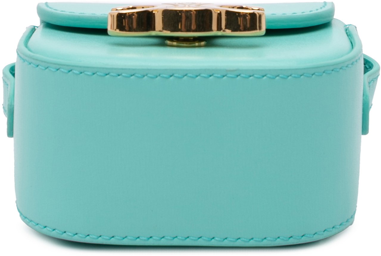 Celine Leather Triomphe AirPods Case with Strap Blauw