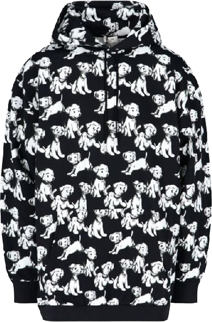 Celine Hooded Printed Dogs Sweatshirt Zwart