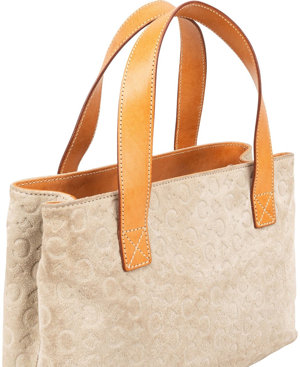 Celine Celine Suede Monogram Macadam Handbag Beige