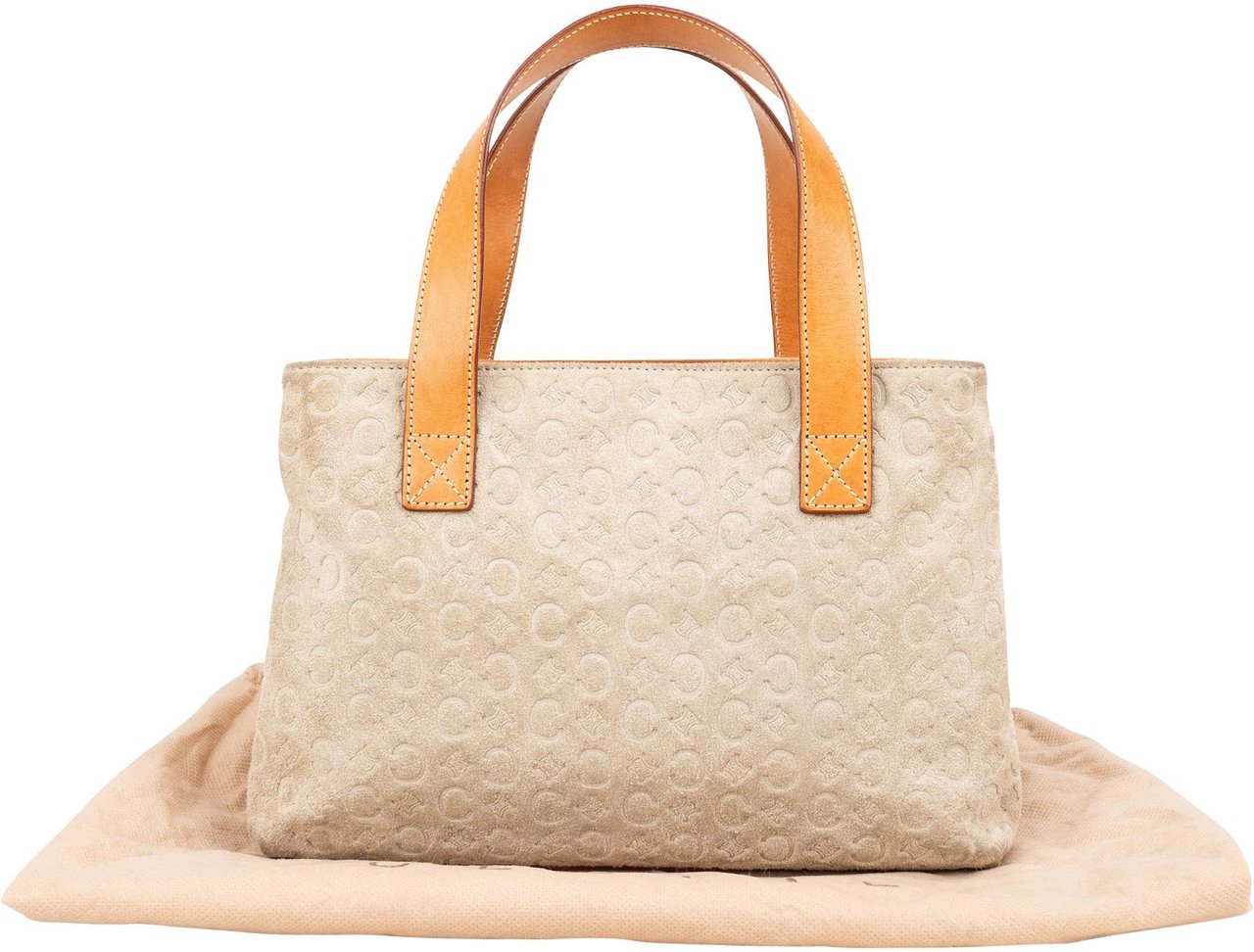 Celine Celine Suede Monogram Macadam Handbag Beige