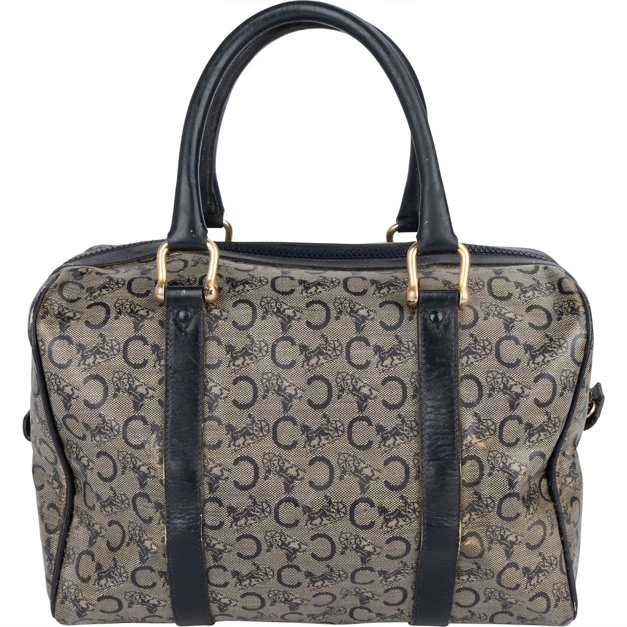 Celine Celine Macadam Canvas Boston Handbag Zwart