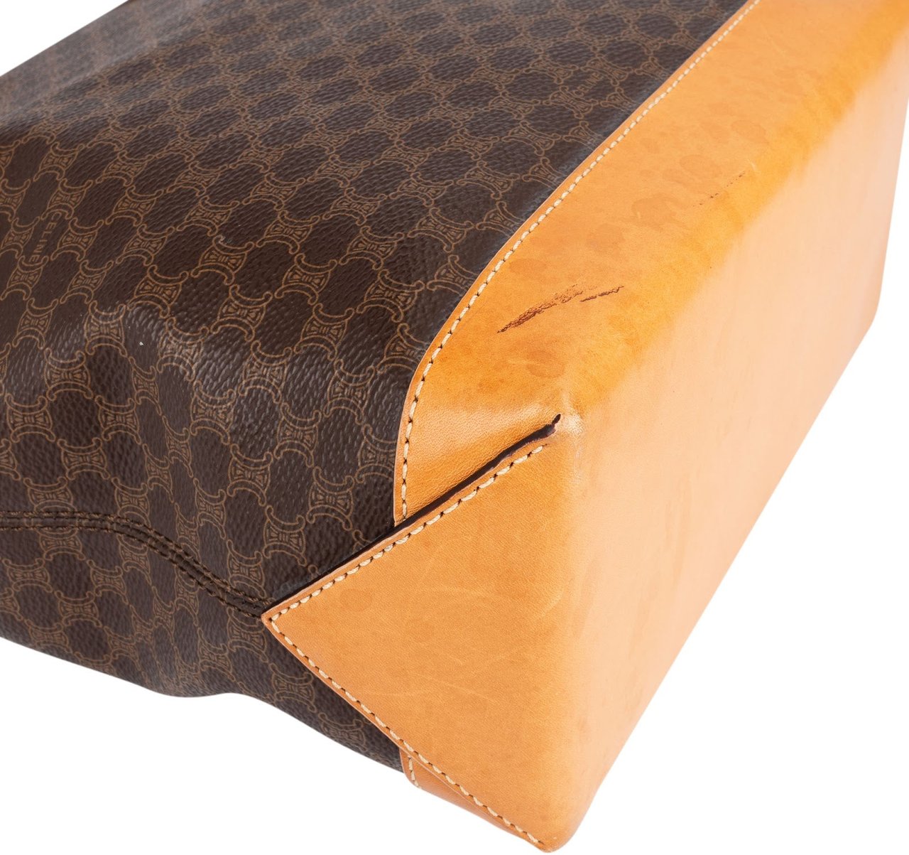 Celine Celine Monogram Macadam Canvas Vertical Handbag Bruin