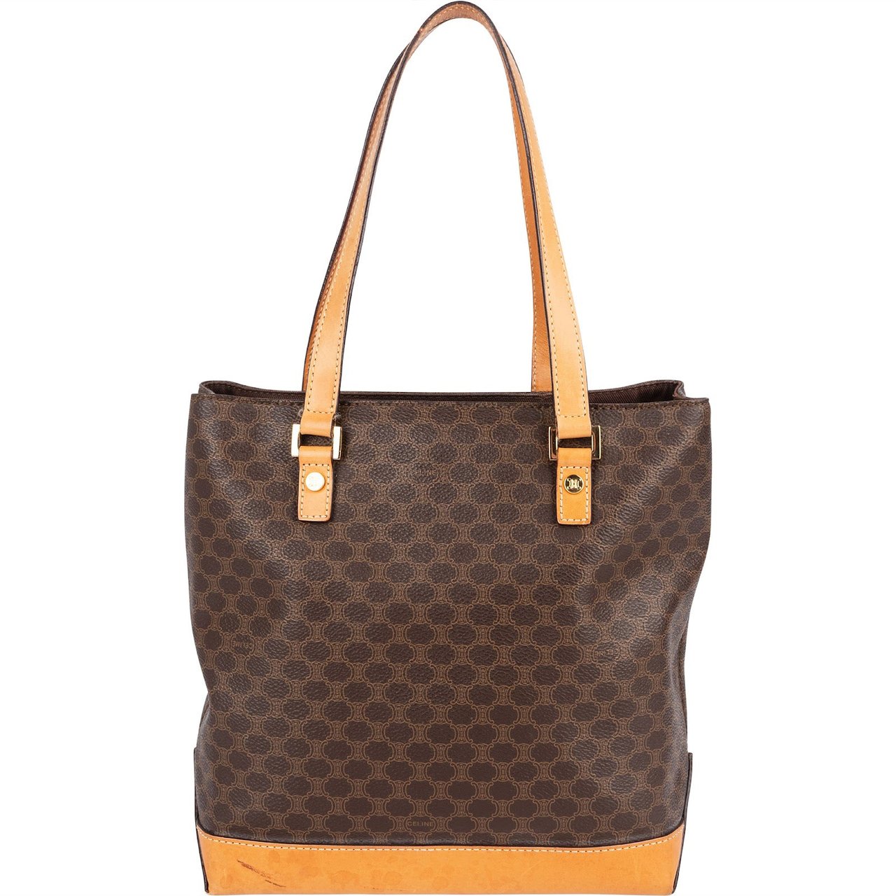 Celine Celine Monogram Macadam Canvas Vertical Handbag Bruin