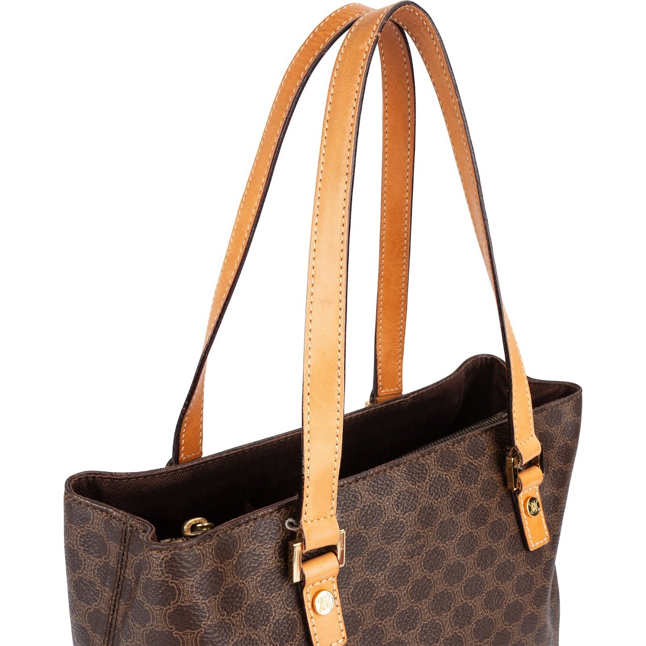 Celine Celine Monogram Macadam Canvas Vertical Handbag Bruin