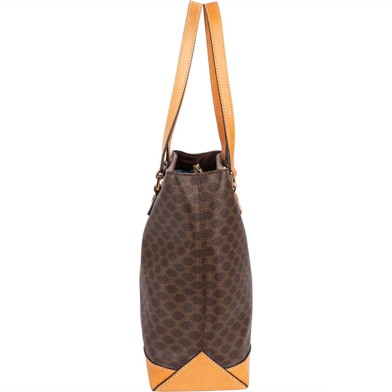 Celine Celine Monogram Macadam Canvas Vertical Handbag Bruin