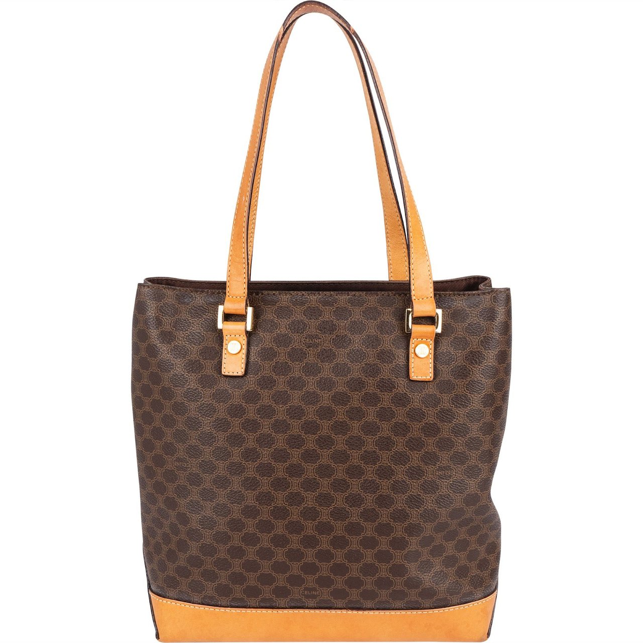 Celine Celine Monogram Macadam Canvas Vertical Handbag Bruin
