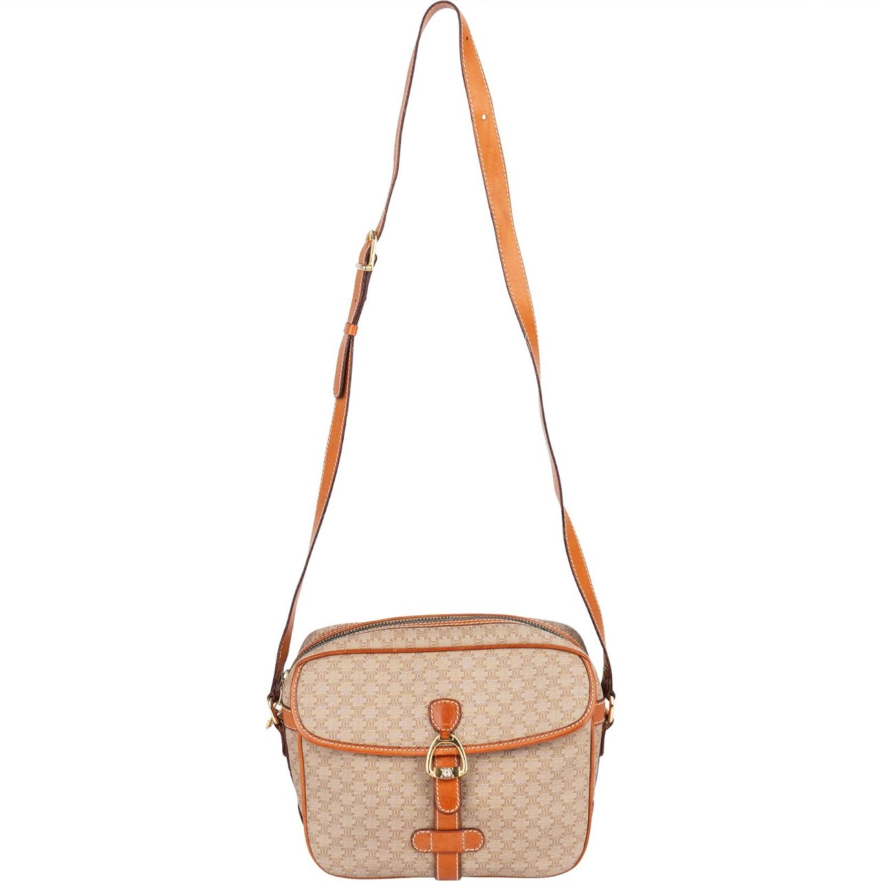 Celine Celine Monogram Macadam Crossbody Bag Bruin