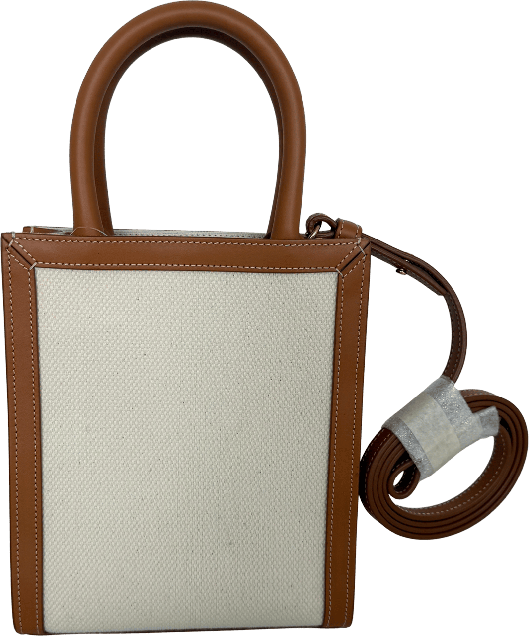 Celine Céline Mini Vertical Cabas Handtasche aus Canvas und Leder Beige / neuwertig Beige