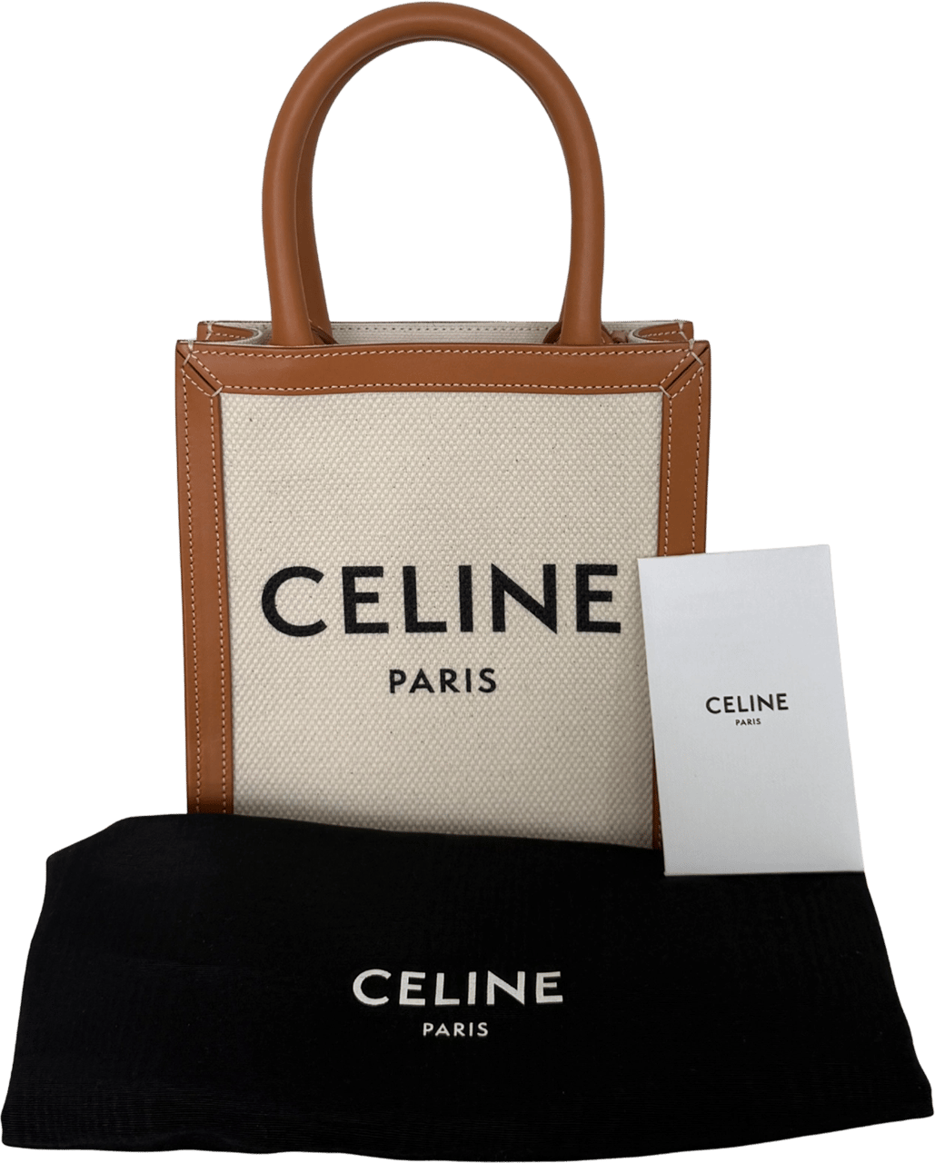 Celine Céline Mini Vertical Cabas Handtasche aus Canvas und Leder Beige / neuwertig Beige