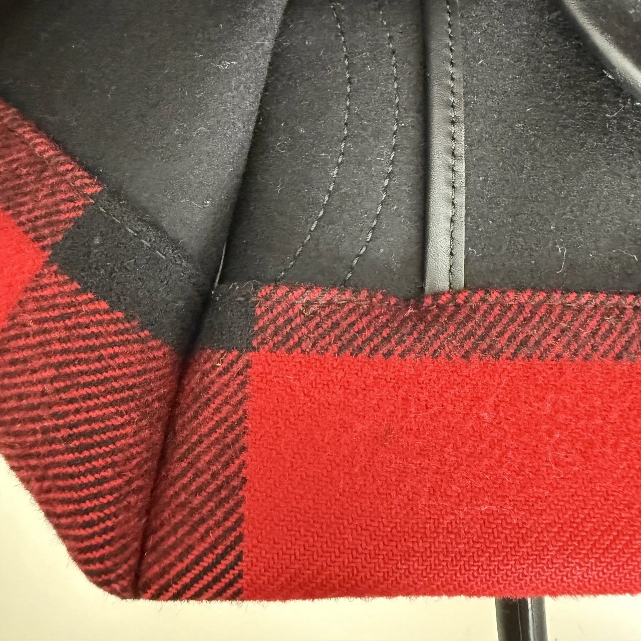 CELINE Tartan Phantom Luggage Bag Wolle rot schwarz / gut Rood