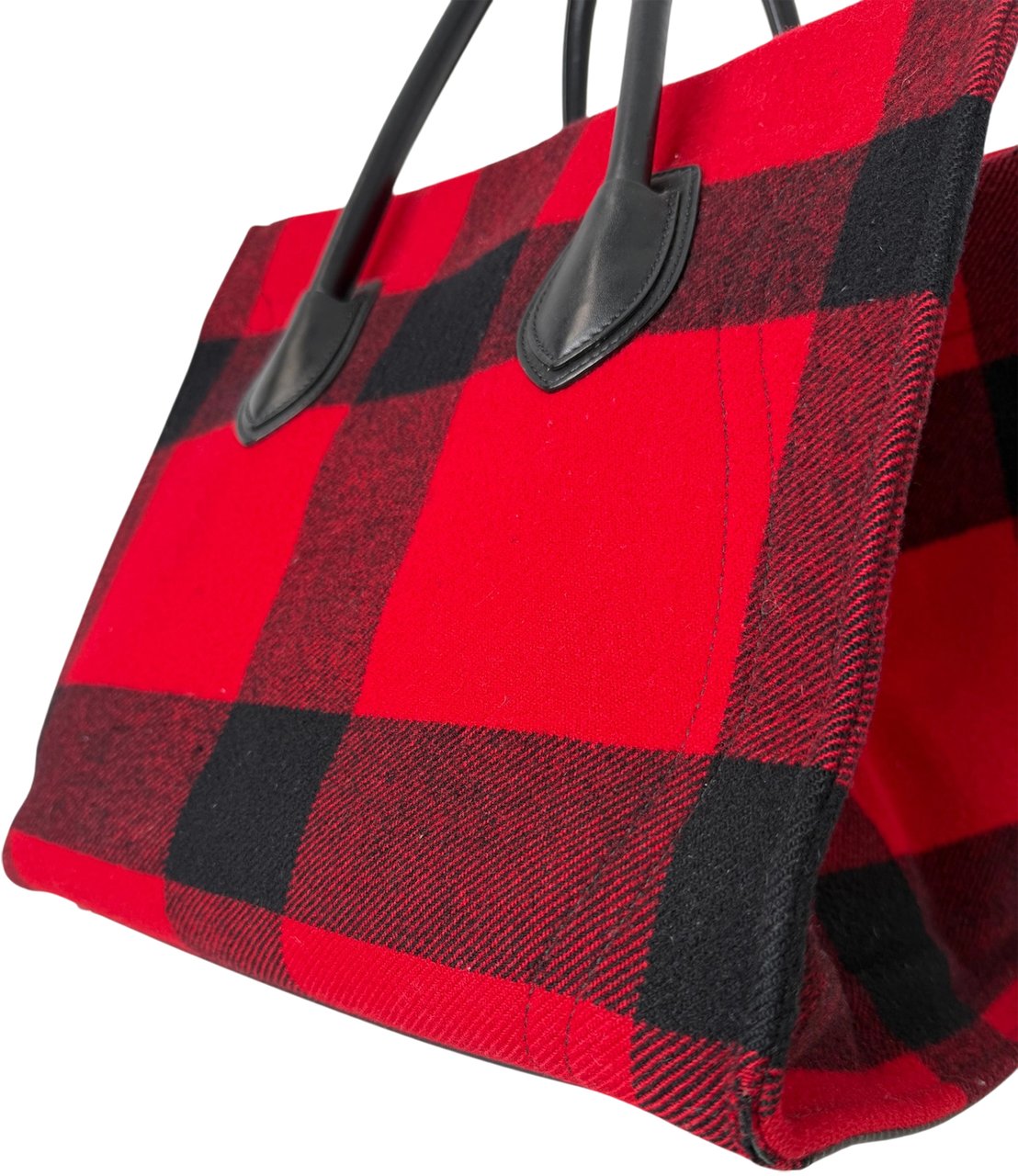 CELINE Tartan Phantom Luggage Bag Wolle rot schwarz / gut Rood