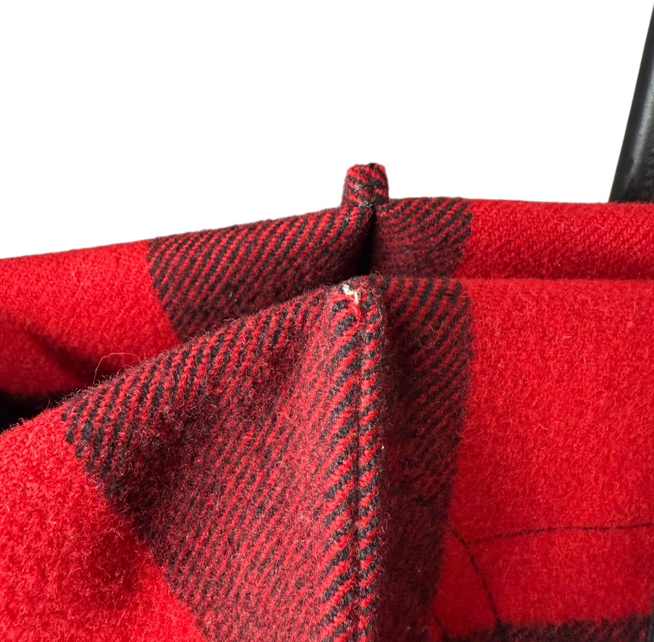 CELINE Tartan Phantom Luggage Bag Wolle rot schwarz / gut Rood
