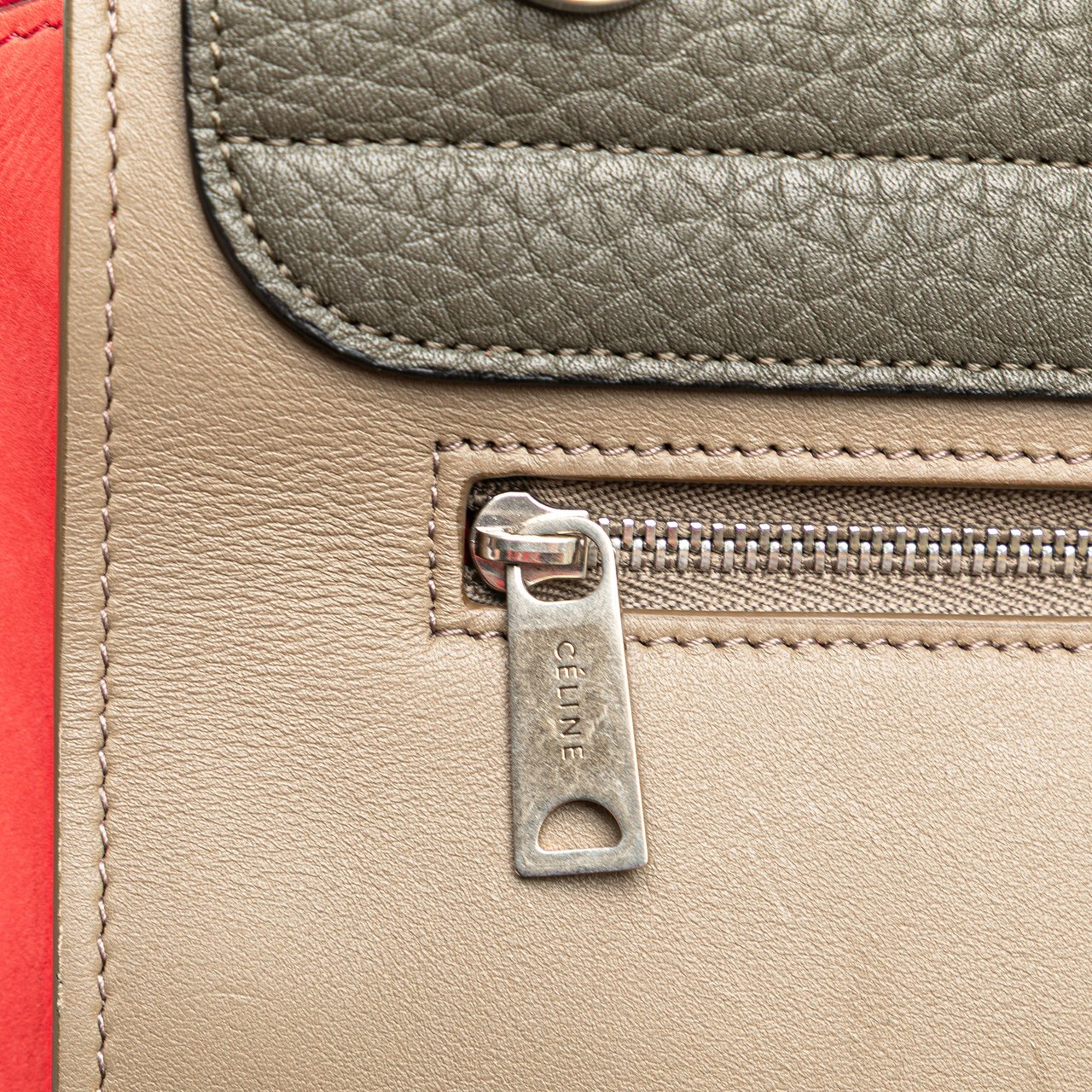 Celine Small Tricolor Leather Trapeze Satchel Bruin