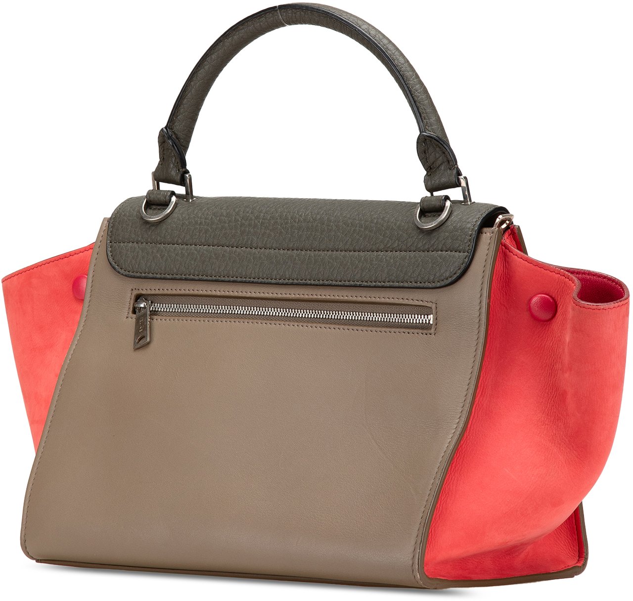 Celine Small Tricolor Leather Trapeze Satchel Bruin