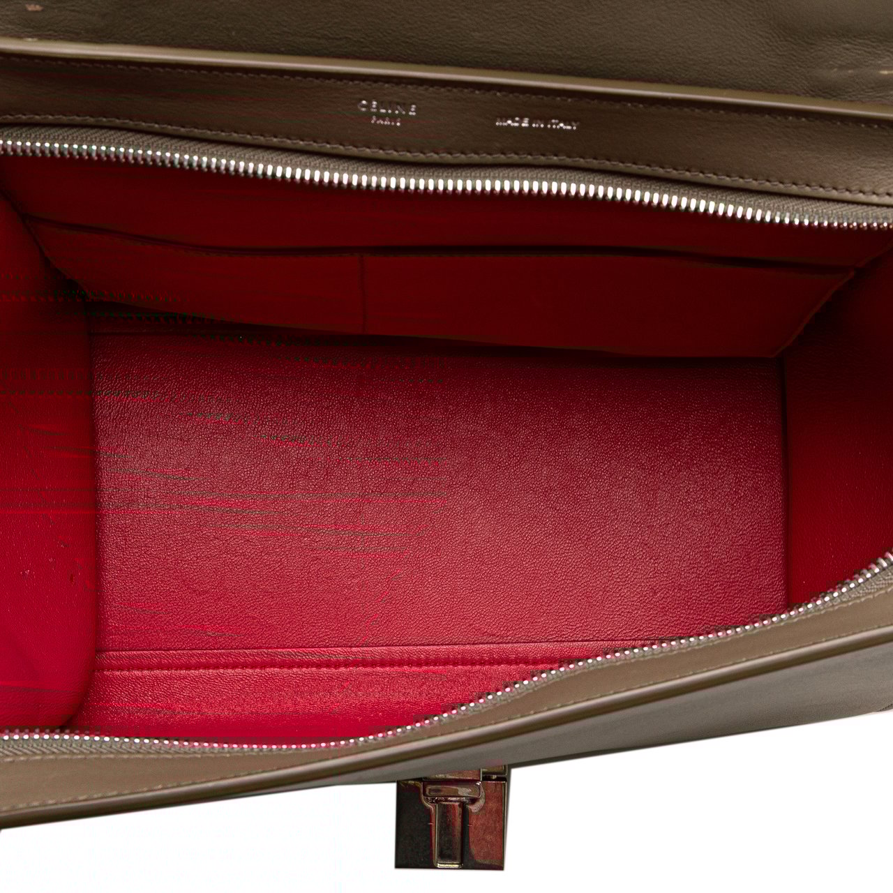 Celine Small Tricolor Leather Trapeze Satchel Bruin