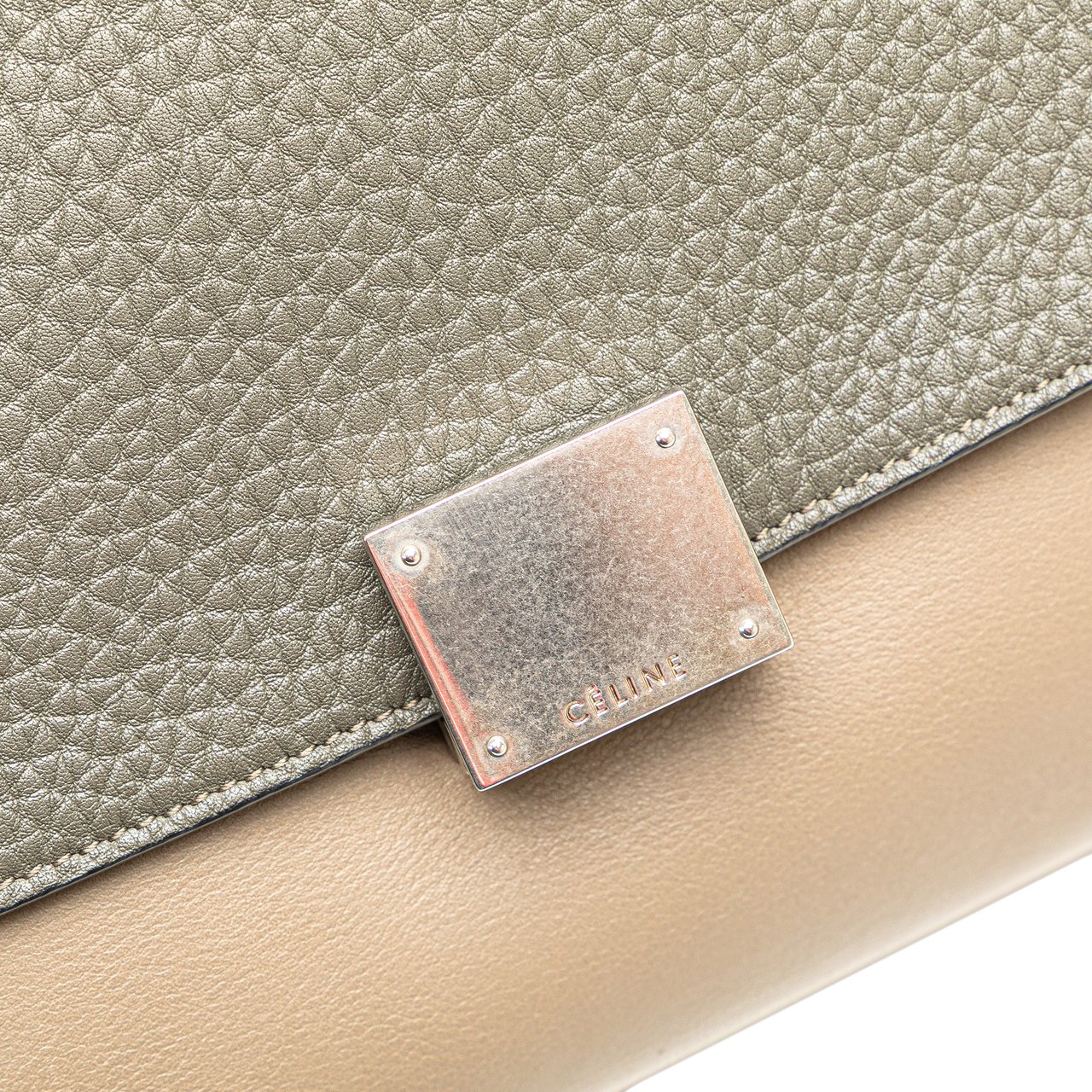 Celine Small Tricolor Leather Trapeze Satchel Bruin