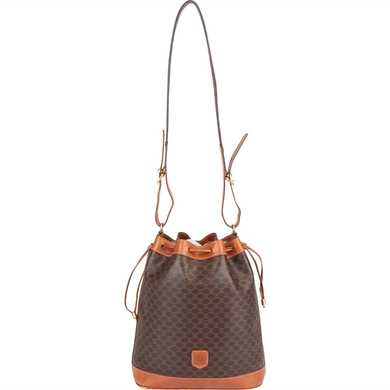 Celine Celine Monogram Macadam Drawstring Bucket Shoulder Bag Bruin