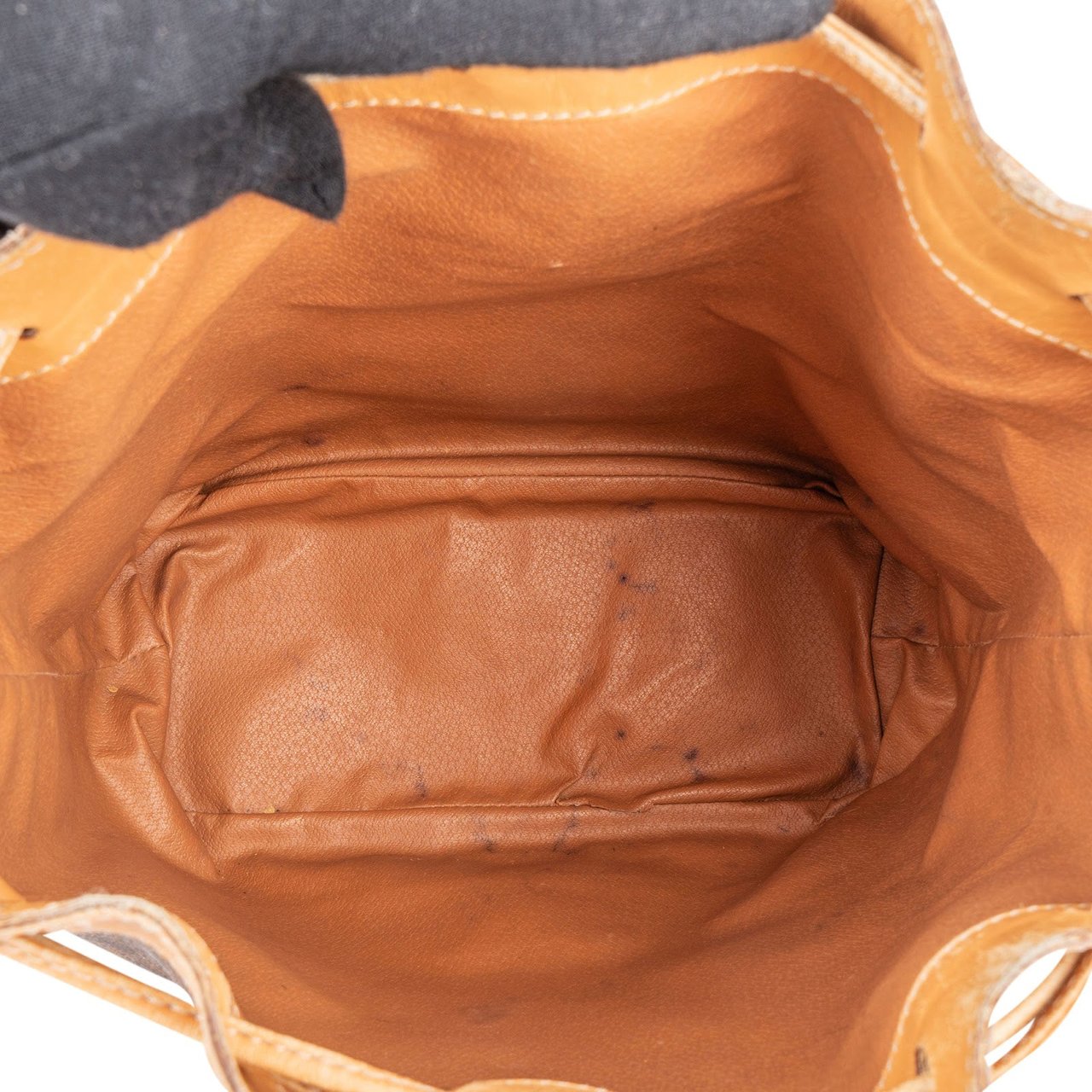 Celine Celine Monogram Macadam Drawstring Bucket Shoulder Bag Bruin