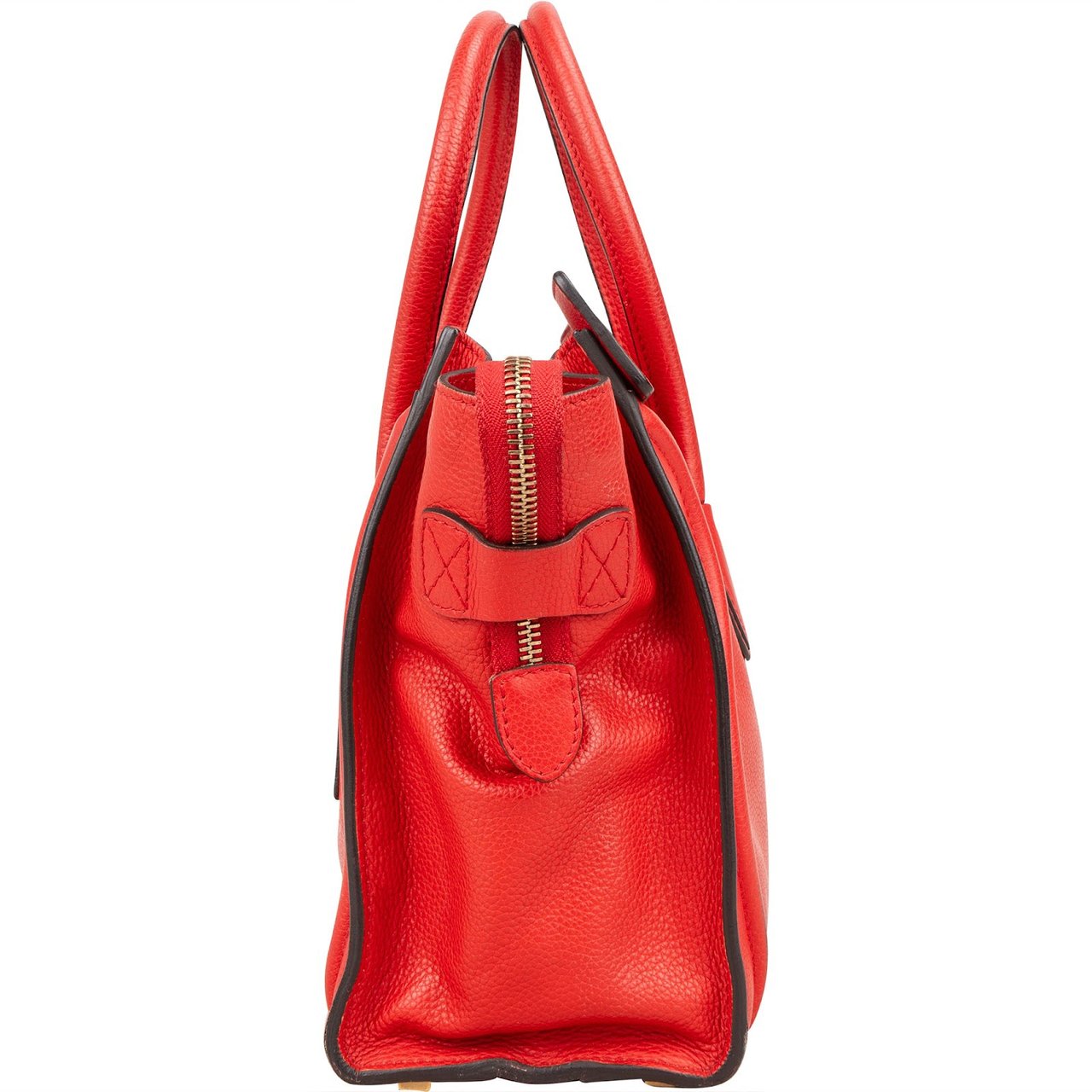 Celine Céline Red Grained Leather Luggage Handbag Rood
