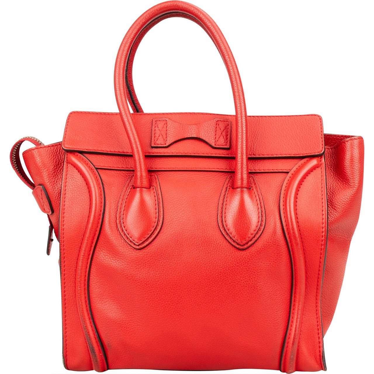 Celine Céline Red Grained Leather Luggage Handbag Rood