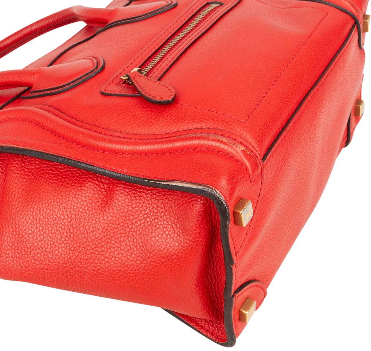 Celine Céline Red Grained Leather Luggage Handbag Rood