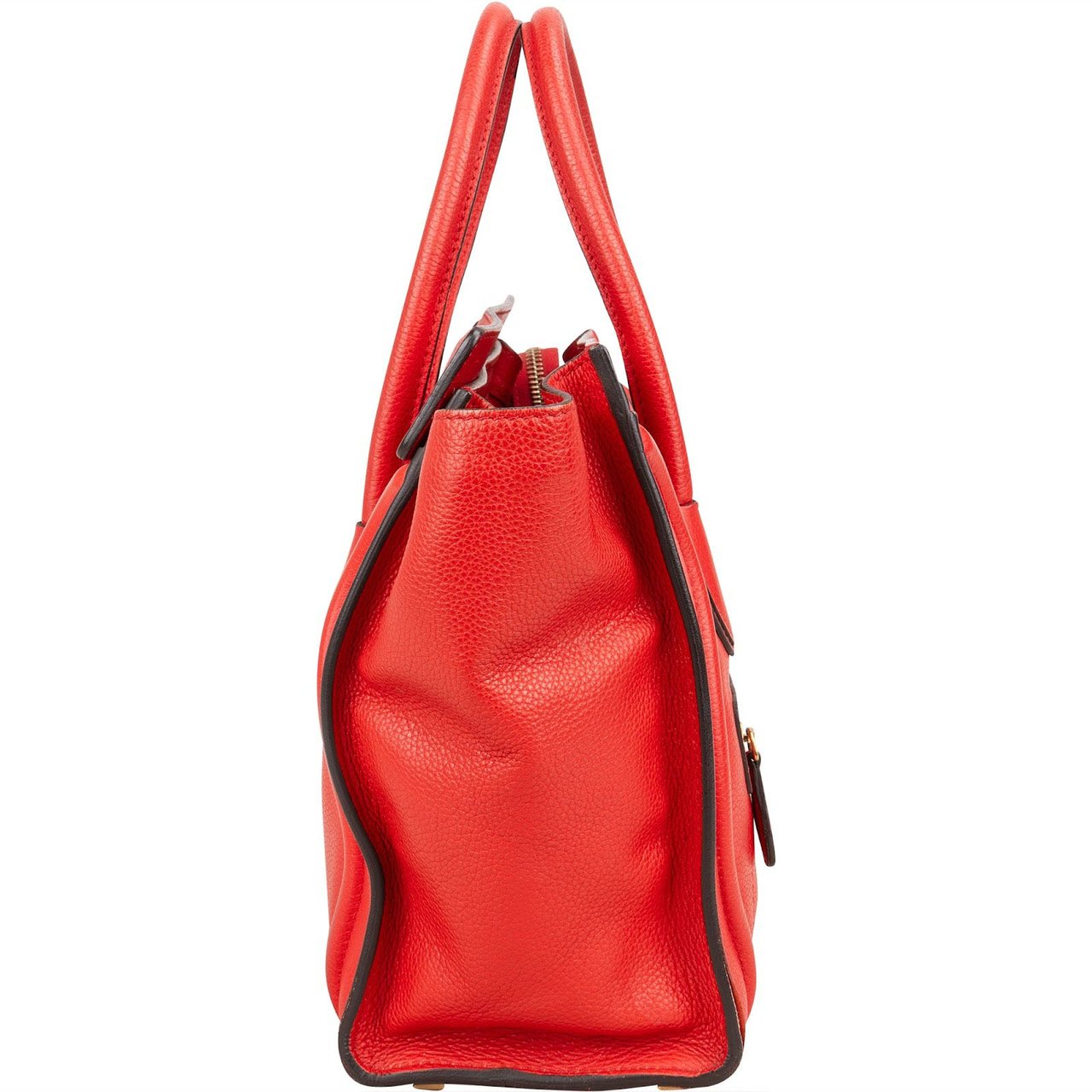 Celine Céline Red Grained Leather Luggage Handbag Rood