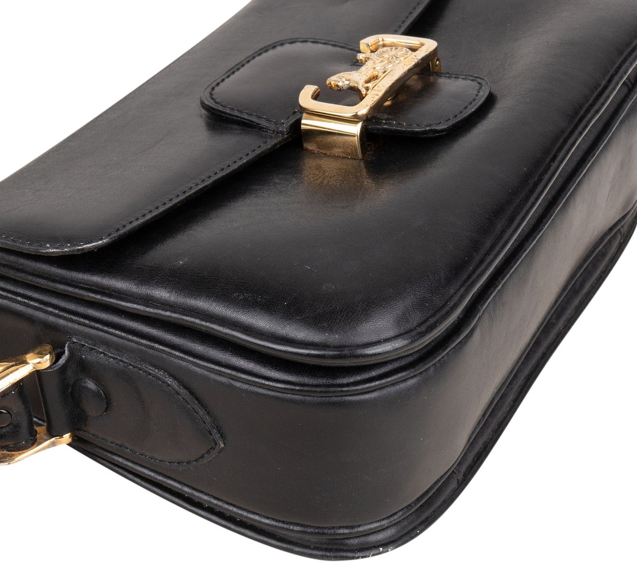 Celine Céline Box Calf Leather Triomphe Shoulder Bag Zwart