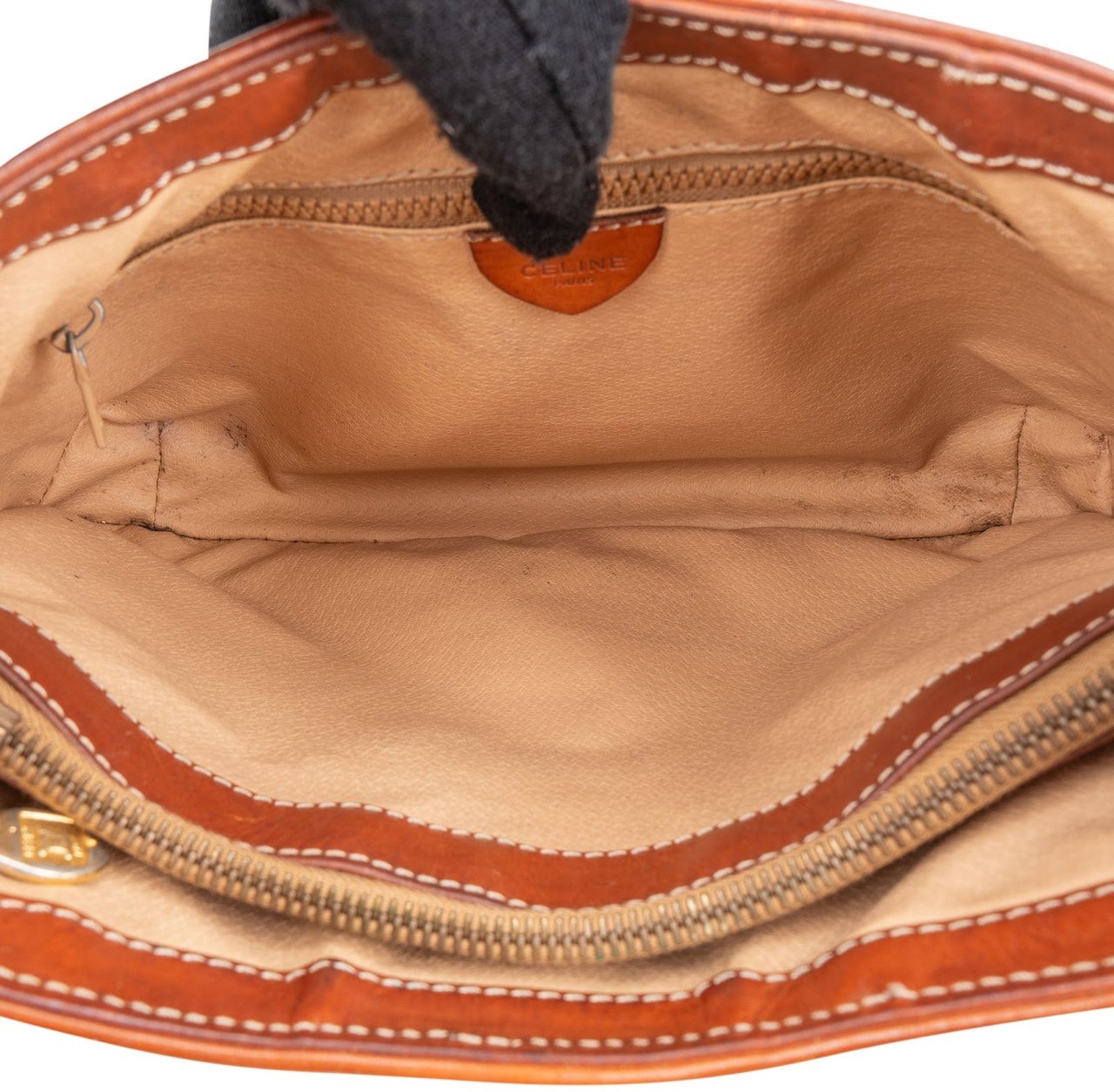 Celine Celine Monogram Macadam Canvas Turn-Lock Shoulder Bag Beige