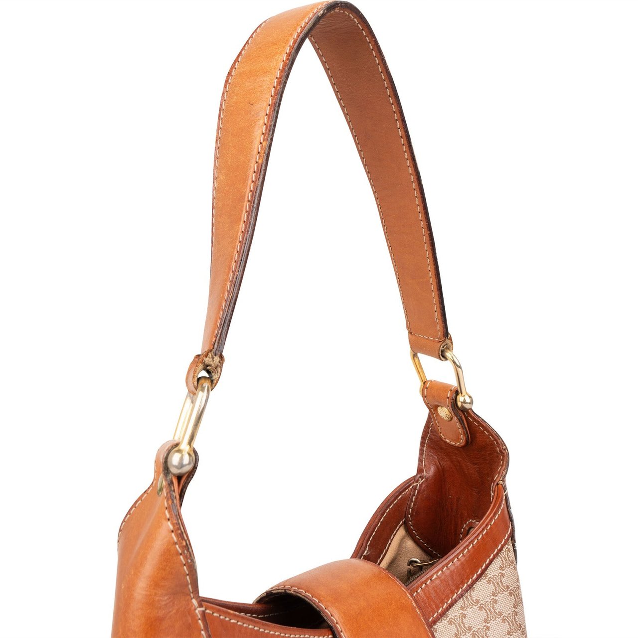 Celine Celine Monogram Macadam Canvas Turn-Lock Shoulder Bag Beige