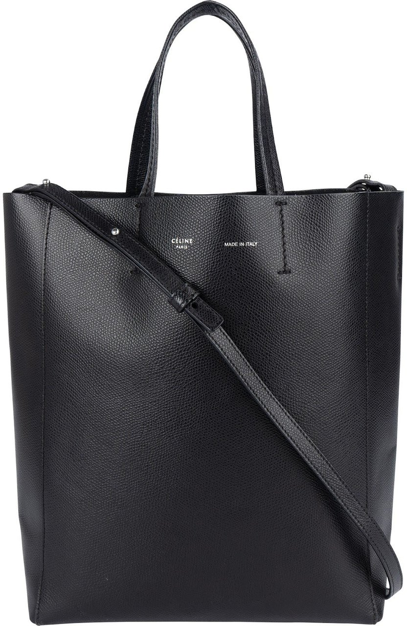Celine Céline Grained Calfskin Vertical Cabas Crossbody Handbag Zwart