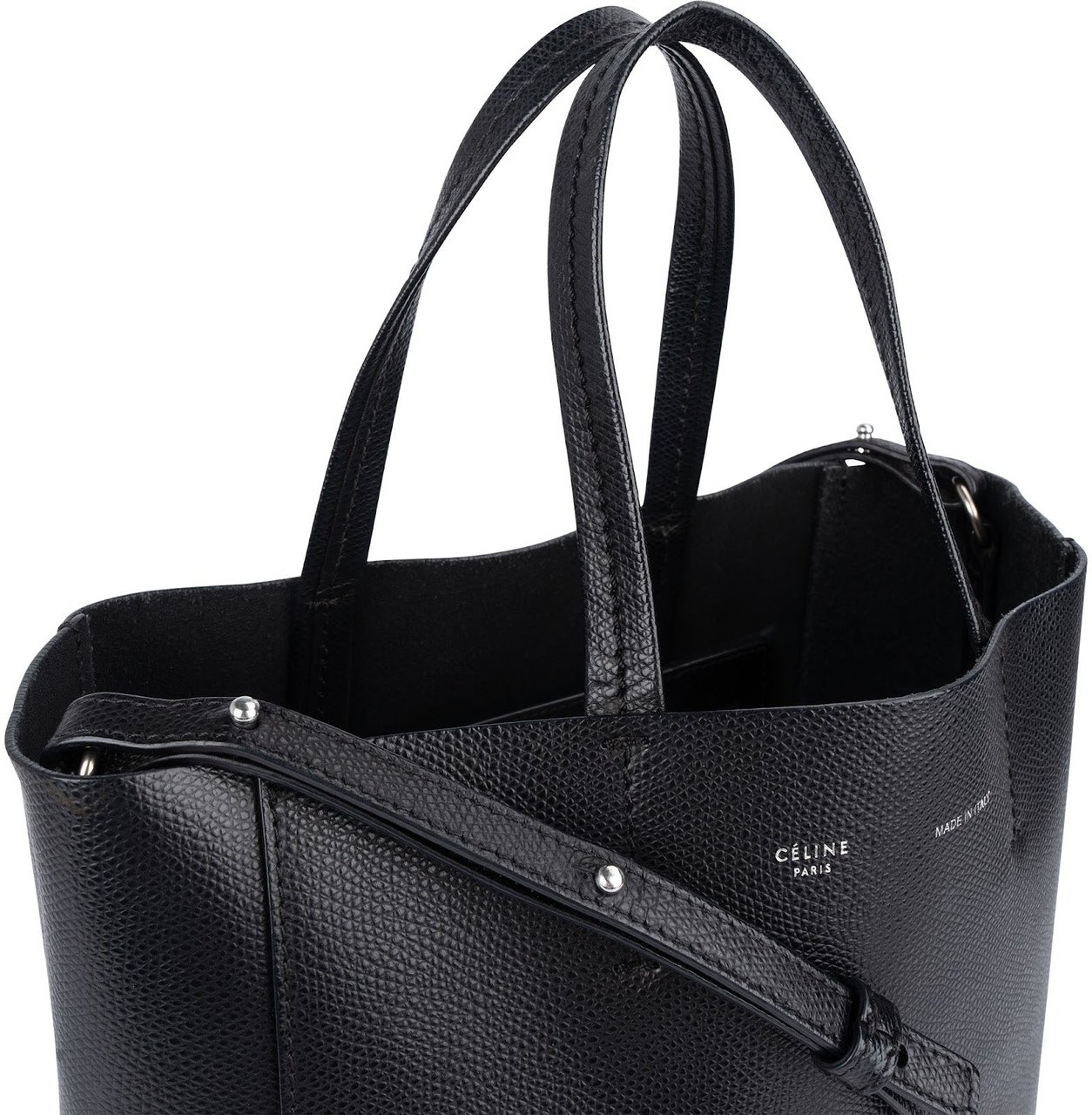 Celine Céline Grained Calfskin Vertical Cabas Crossbody Handbag Zwart