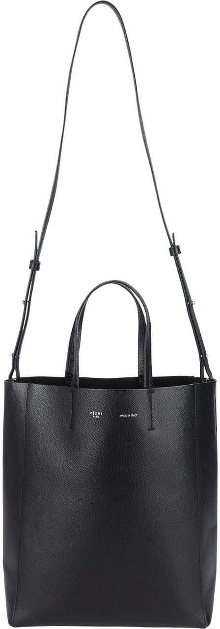 Celine Céline Grained Calfskin Vertical Cabas Crossbody Handbag Zwart