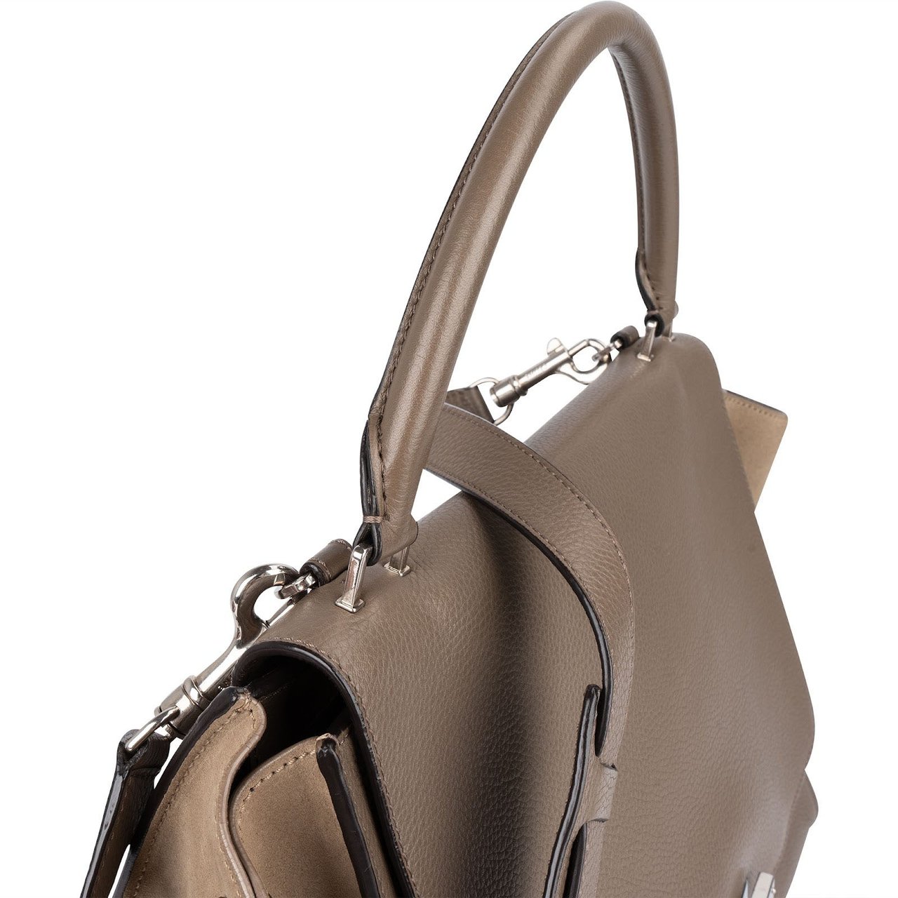 Celine Céline Drummed Calfskin and Suede Trapeze Handbag Taupe