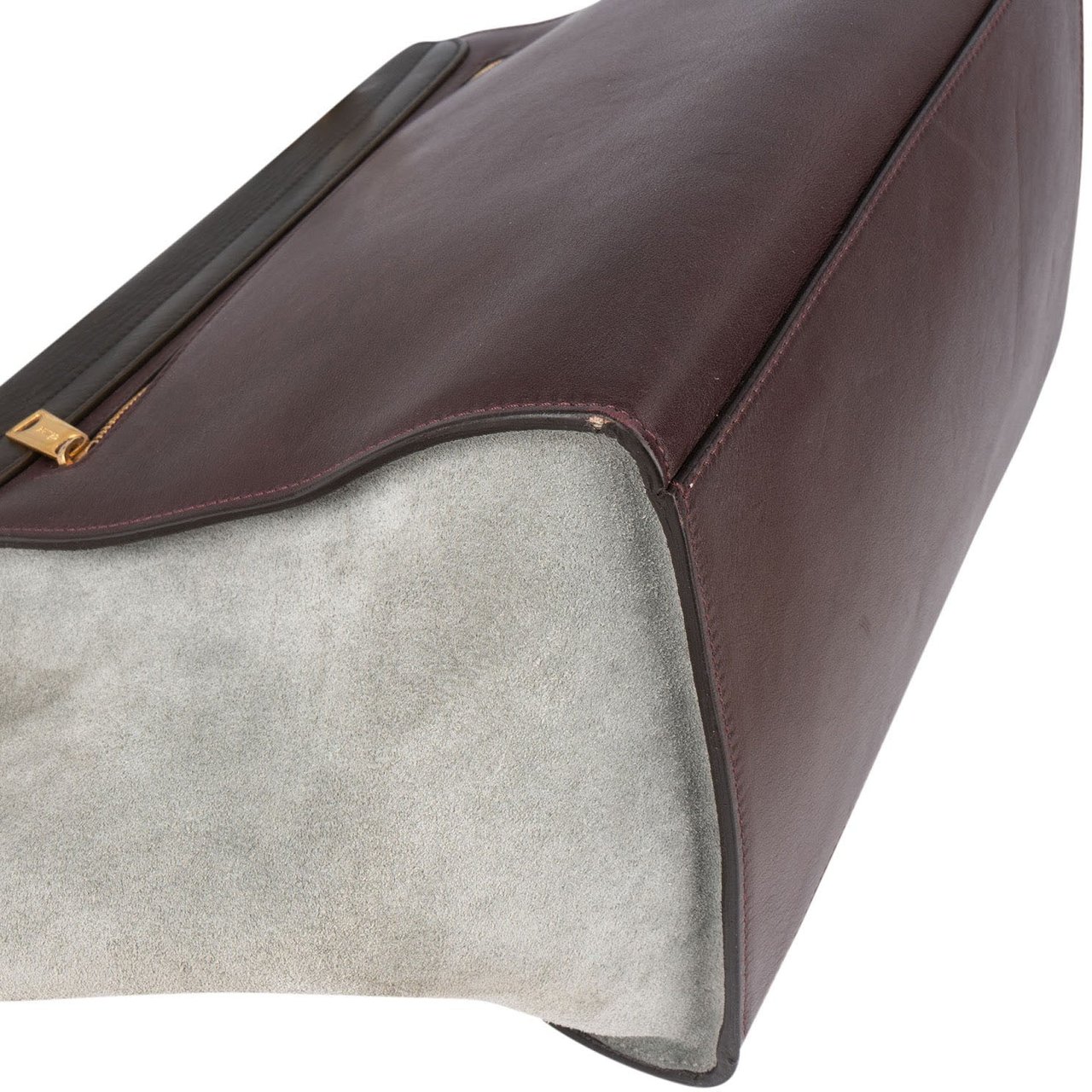 Celine Céline Leather and Suede Trapeze Handbag Donkergrijs