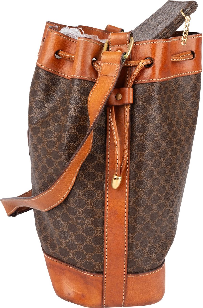 Celine Monogram Macadam Bucket Shoulder Bag Bruin