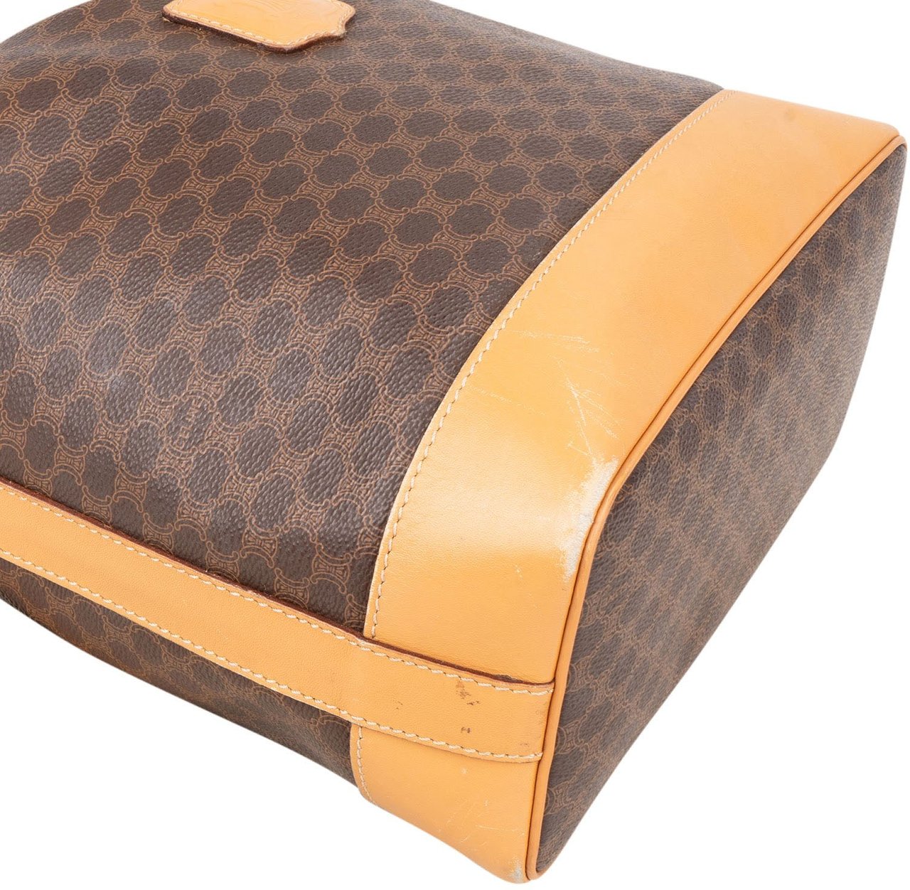 Celine Celine Macadam Canvas Drawstring Bucket Shoulder Bag Bruin