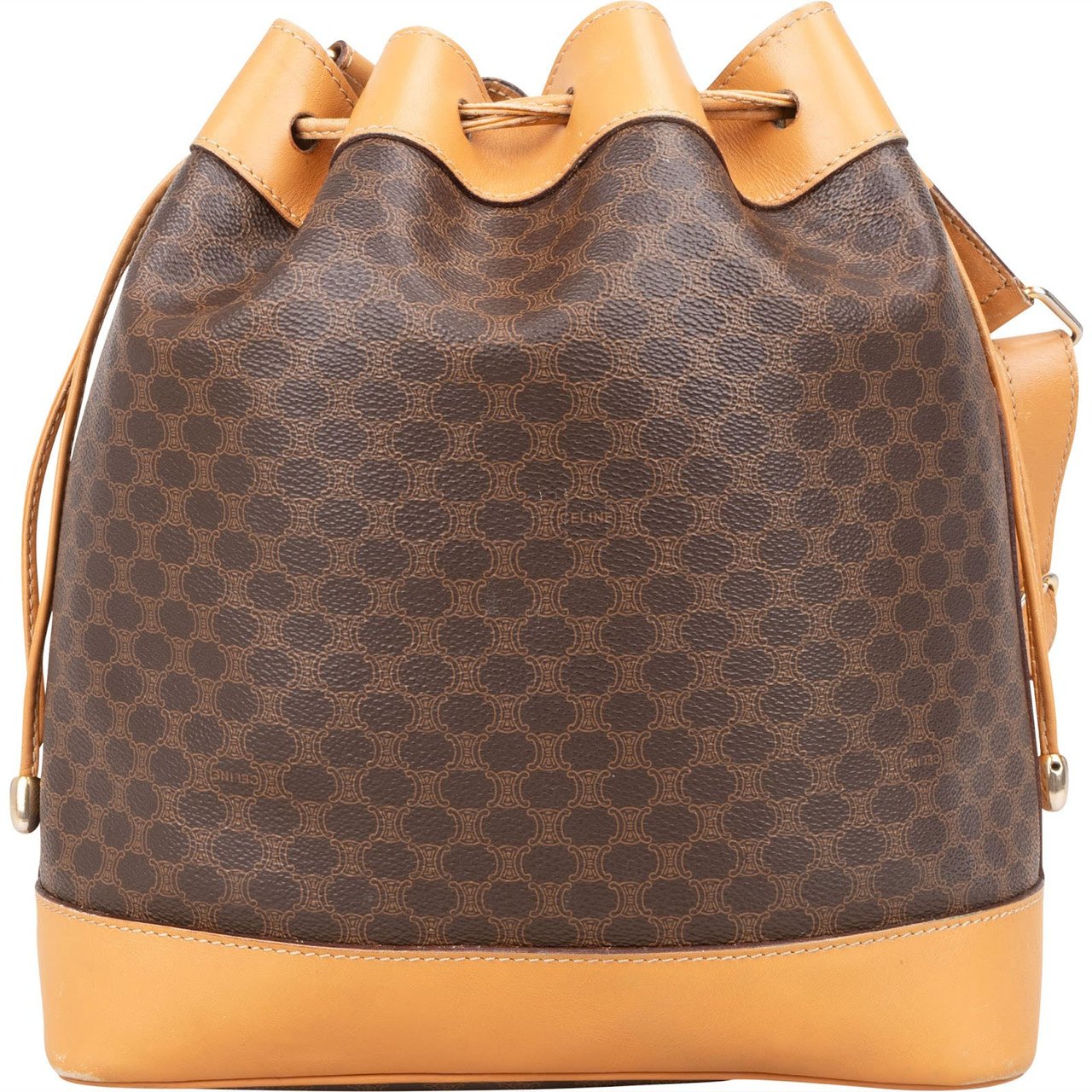 Celine Celine Macadam Canvas Drawstring Bucket Shoulder Bag Bruin