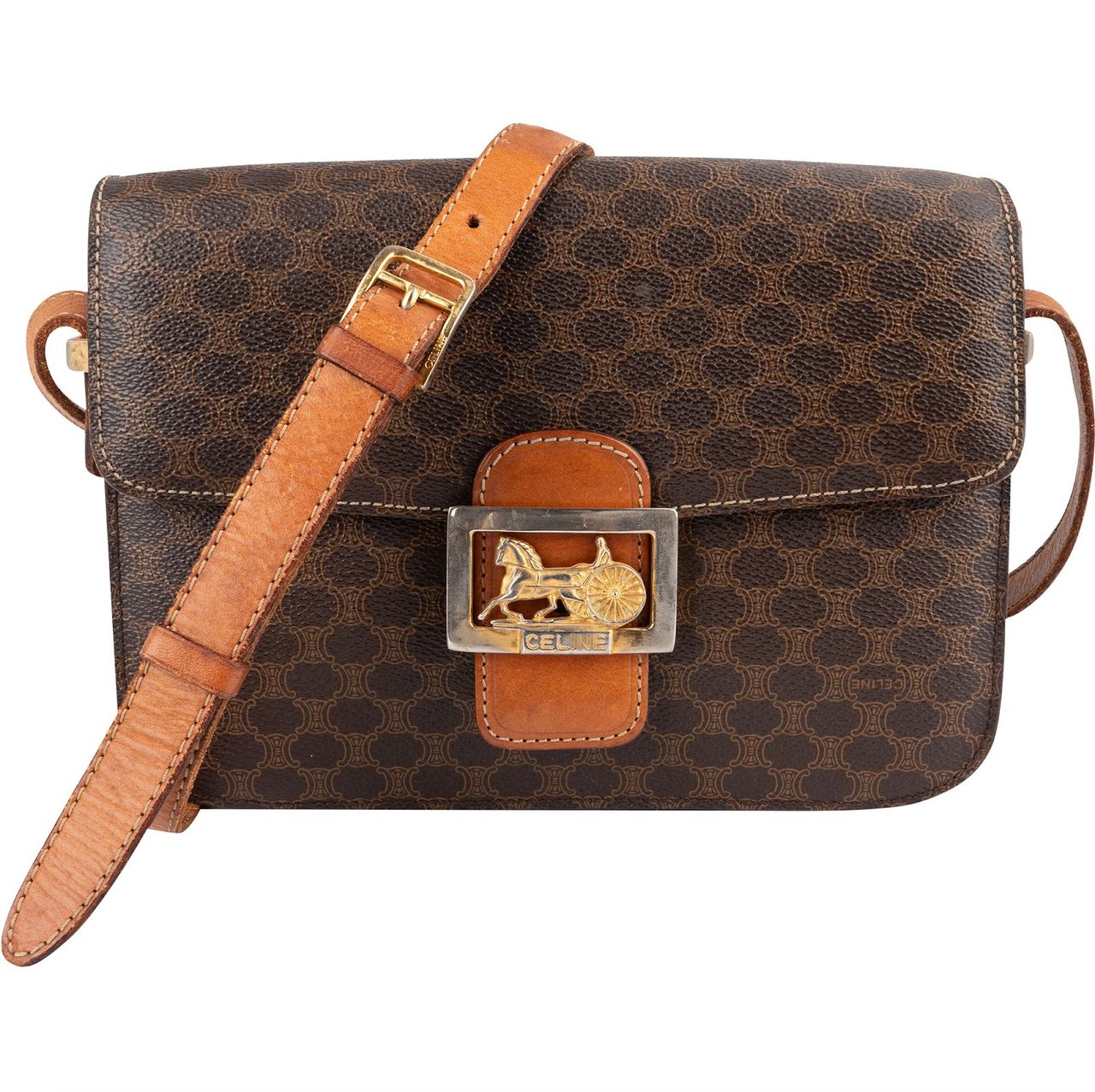 Celine Celine Macadam Triomphe Crossbody Bag Bruin